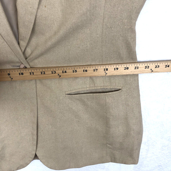 VTG SOSTANZA 100% Silk Jacket Womens Sz XL Beige One Button Lined Blazer Pockets - Picture 8 of 12